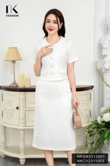 Áo Sơ Mi Text Cổ Ren Dệt, Nữ Tính, Thanh Lịch, Trẻ Trung NKSM2312001
