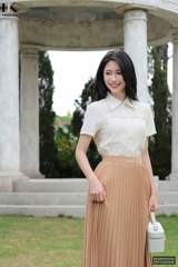 Sơ mi Linen cổ đức diễu dọc ngang mềm mịn, mướt, dễ mặc NKSM2505005