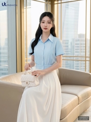 Sơ mi cổ đức mí bo gấu, gọn dáng, thanh lịch UKSM2605018