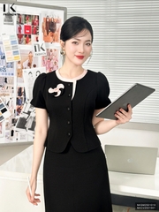 Sơ mi phối cổ hoa ngực xinh xắn, điệu đà, ghép set sang chảnh NKSM2501010 ( Không kèm CV/QU/PK)