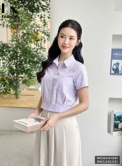 NK Fashion Áo Sơ Mi Kẻ Cổ Đức Túi Ốp Trẻ Trung, Nữ Tính NKSM2404009