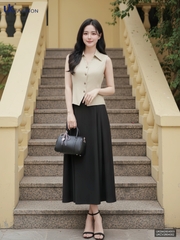 Áo Linen V cổ lá mát mẻ, trẻ trung UKSM2604003