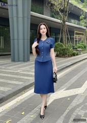 Set sơ mi lé hoa ngực + chân váy A sang xịn, màu sắc nhã nhặn, dễ mặc ( Bao gồm cả áo + chân váy) UKBD2504002