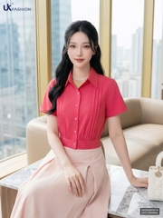 Sơ mi cổ đức mí bo gấu, gọn dáng, thanh lịch UKSM2605018