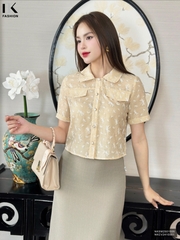 Sơ mi cổ nhọn họa tiết trẻ trung, mới mẻ NKSM2501005