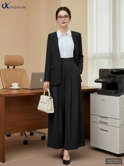 Áo vest không cổ cúc đơn sang xịn, đứng forrm UNAK2509012