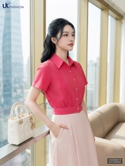 Sơ mi cổ đức mí bo gấu, gọn dáng, thanh lịch UKSM2605018