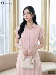 Sơ mi cổ đức tròn bo gấu trẻ, mềm mịn, nhẹ nhàng UKSM2605023 ( Không kèm chân váy + PK )