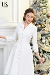 Đầm Xòe Thiết Kế Đai Bọc 2 Nắp Túi Thanh Lịch NKDV2211002