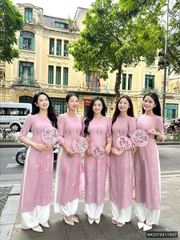 Áo dài hoa dệt nổi, đẹp, chất liệu cao cấp, kiểu dáng thanh lịch NKDV2411007 ( ko kèm quần + PK)