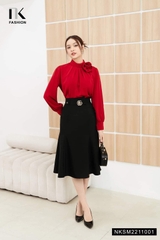 Chân Váy Nữ Công Sở NK Fashion  Dáng Dài Đuôi Cá Lệch Kèm Đai Eo, Chất Liệu Co Giãn Nhẹ NKCV2112001