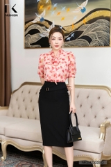 Áo Sơ Mi Hoa Tay Lỡ Buộc Nơ NKSM2302003