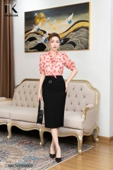 Áo Sơ Mi Hoa Tay Lỡ Buộc Nơ NKSM2302003