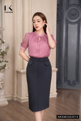 Sơ Mi Tơ Cổ Tàu Xếp Nữ Tính NKSM2302014