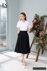 Chân Váy Xòe Xếp Đai Bọc Duyên Dáng NKCV2302008