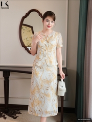 Set Hoa Cổ Tàu V Và Chân Váy A Xòe Quý Phái, Sang Trọng NKBD2503002