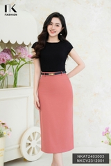 NK Fashion Áo Thun Cổ Thuyền Vai Chờm Trẻ Trung, Thoải Mái NKAT2403003