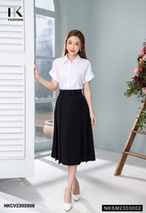 NK FASHION Áo Sơ Mi Cổ Đức Cộc Tay Vai Chờm NKSM2303002
