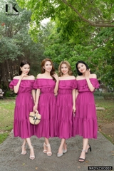 Đầm Bèo Tầng Tơ Mặc Hai Kiểu Nk - Fashion NKDV2303005