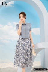 Áo Sơ Mi Cộc Tay Cổ Sen Túi Ngực NKSM2303006