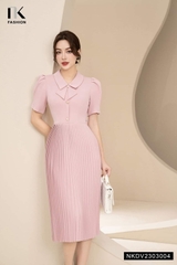 Đầm Dập Ly Cổ Sen Vạt Thương Hiệu NK - Fashion NKDV2303004