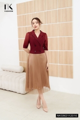 Áo Sơ Mi Cổ Vest Giao Cúc Phối Tơ Ánh  NKSM2112016