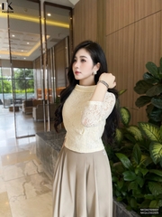 Áo ren cổ giếng súp gấu mới lạ, gọn gàng NKSM2509001