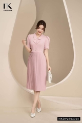 Đầm Dập Ly Cổ Sen Vạt Thương Hiệu NK - Fashion NKDV2303004