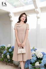 Đầm Xòe Nơ Cổ Đai Eo Thương Hiệu NK - Fashion NKFDV2304003