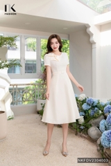 Đầm Xòe Nơ Cổ Đai Eo Thương Hiệu NK - Fashion NKFDV2304003
