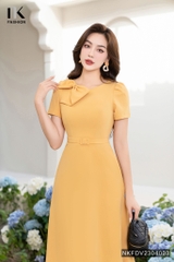 Đầm Xòe Nơ Cổ Đai Eo Thương Hiệu NK - Fashion NKFDV2304003