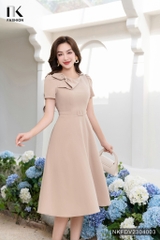 Đầm Xòe Nơ Cổ Đai Eo Thương Hiệu NK - Fashion NKFDV2304003
