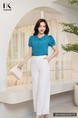 Áo Sơ Mi Cộc tay Cổ Sen Xếp Cổ NKSM2303010