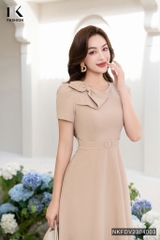 Đầm Xòe Nơ Cổ Đai Eo Thương Hiệu NK - Fashion NKFDV2304003