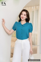 Áo Sơ Mi Cộc tay Cổ Sen Xếp Cổ NKSM2303010