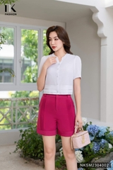 NK FASHION Áo Sơ Mi Cộc Tay Cổ Tàu Vê Xếp Eo NKSM2304002