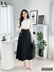 Sơ Mi Tơ Dài Tay Phối Ren NK Fashion Công Sở Nữ Thanh Lịch, Nữ Tính Vải Mềm Mịn NKSM2405029
