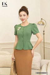 Áo Sơ Mi Dáng Peplum Cổ Tròn Thanh Lịch NKSM2306023