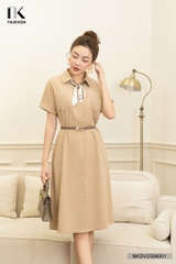 Đầm Cổ Đức 2 Túi Ngực Vai Chờm NK Fashion Thiết Kế Trẻ Trung, Thanh Lịch NKDV2306001