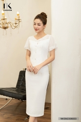 NK FASHION Áo Sơ Mi Dáng Ôm Phối Lưới Tay NKSM2306003