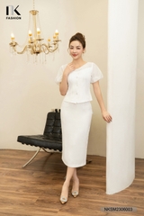 NK FASHION Áo Sơ Mi Dáng Ôm Phối Lưới Tay NKSM2306003