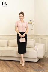 NK FASHION Áo Sơ Mi Cộc Tay V Cổ Phối Cổ NKSM2305005