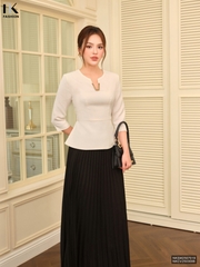 Sơ mi text kim tuyến peplum sang xin, kiểu cách NKSM2507019