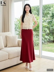Sơ mi cổ đức hoa thô chân mát mẻ, kiểu cách NKSM2606016