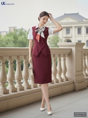 Set gile vạt chéo cúc + chân váy sang xịn, lịch sự UKBD2506006