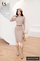 Đầm Len Ôm Tay Dài, Tone Dáng, Tay Dài  NKFDV2311099