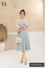 Đầm Xòe phối Cổ Tay NK Fashion Xinh Đẹp, Dịu Dàng NKDV2308001
