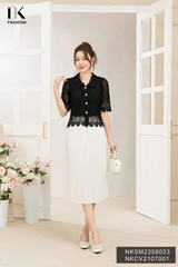 Áo Sơ Mi Ren Dáng Ôm Nẹp Cúc Cổ Sen Cuốn Hút NKSM2308003