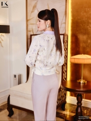 Sơ mi hoa phối cổ hoa gấu kiểu cách mới NKSM2506025