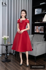 Đầm Xòe Vai Chờm NK Fashion Cao Cấp, Sanh Chảnh NKDV2308003